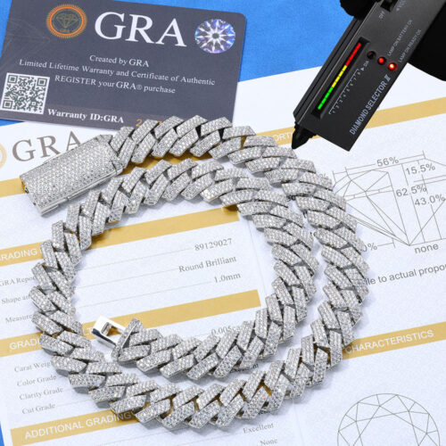 micro pave moissanite prong cuban chain & bracelet