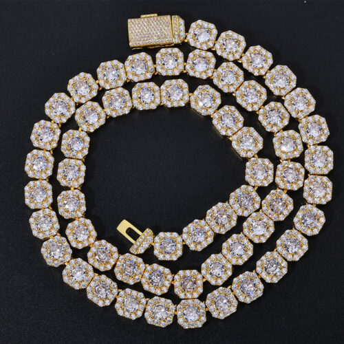 octagon halo cluster cubic zirconia tennis chain