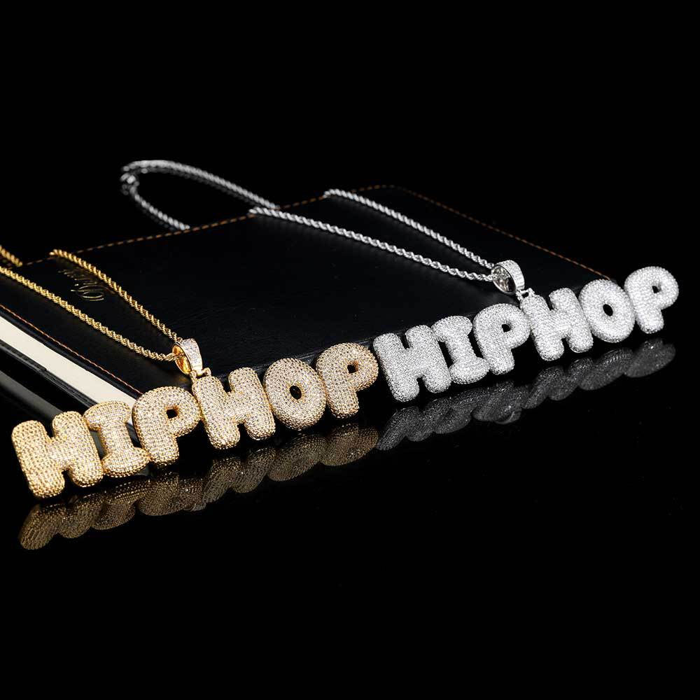 personalized iced out hip hop bubble letter