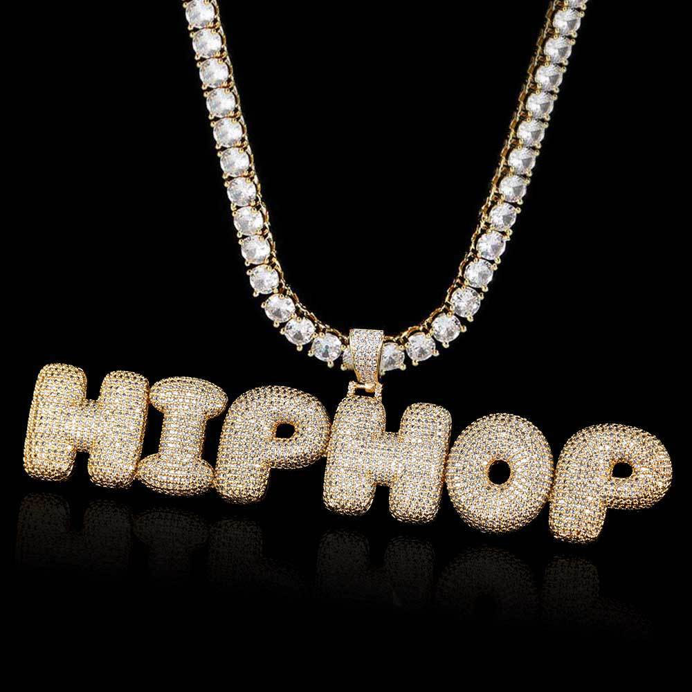 personalized iced out hip hop bubble letter
