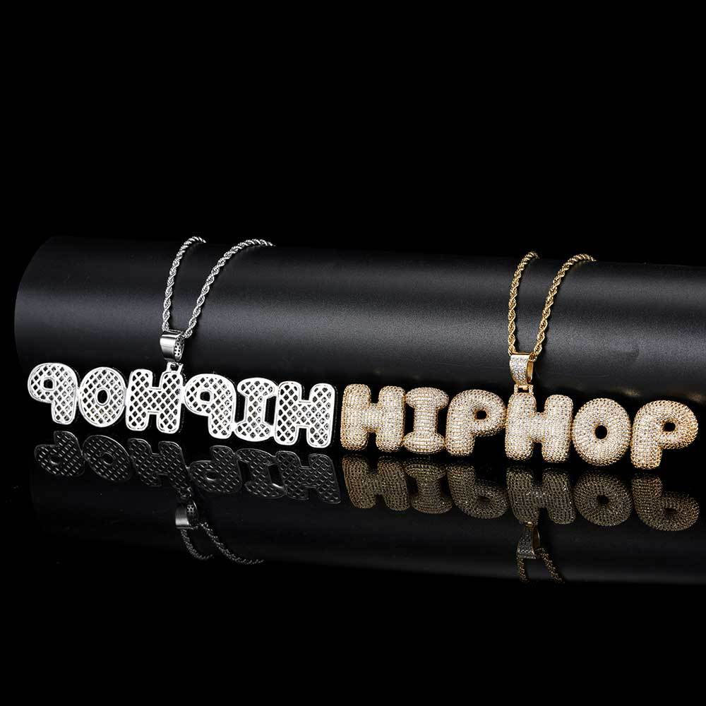 personalized iced out hip hop bubble letter