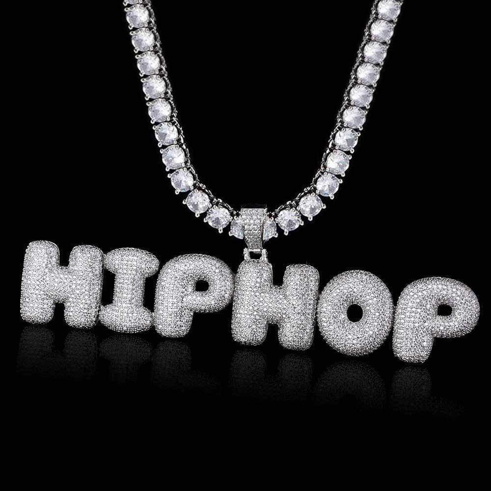 personalized iced out hip hop bubble letter