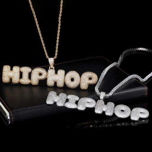 personalized iced out hip hop bubble letter