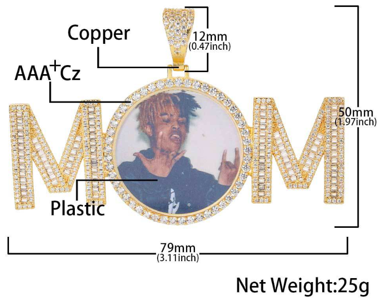 personalized round mom memory pendant