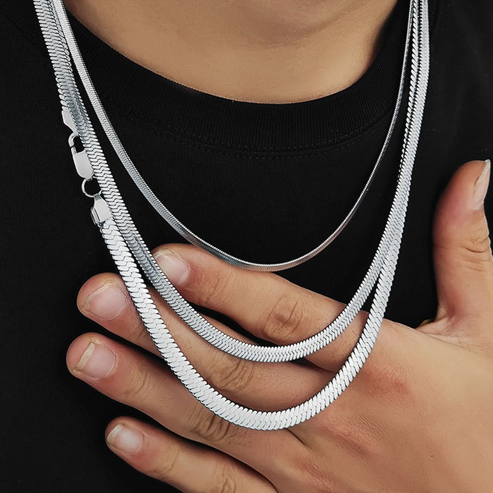 stainless steel herringbone flat snake chain