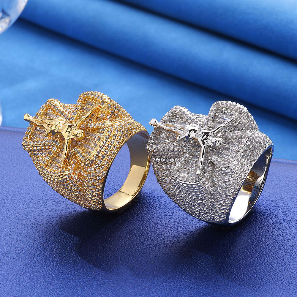 sterling silver moissanite jesus crucifix ring