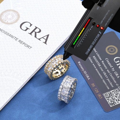 three row princess moissanite eternity ring