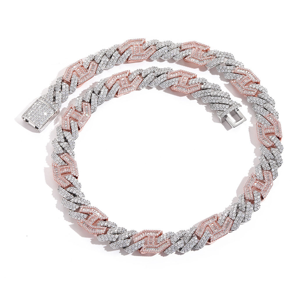 two tone hybrid cuban gucci link chain necklace & bracelet