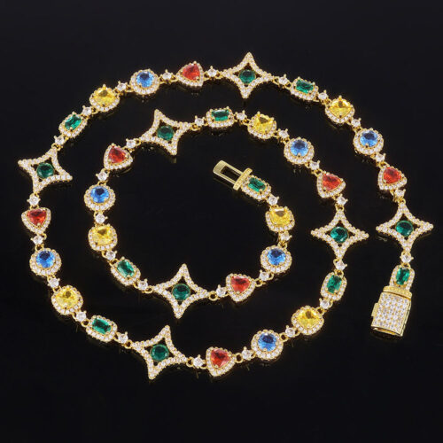 vibrant mixed cut gemstone necklace & bracelet