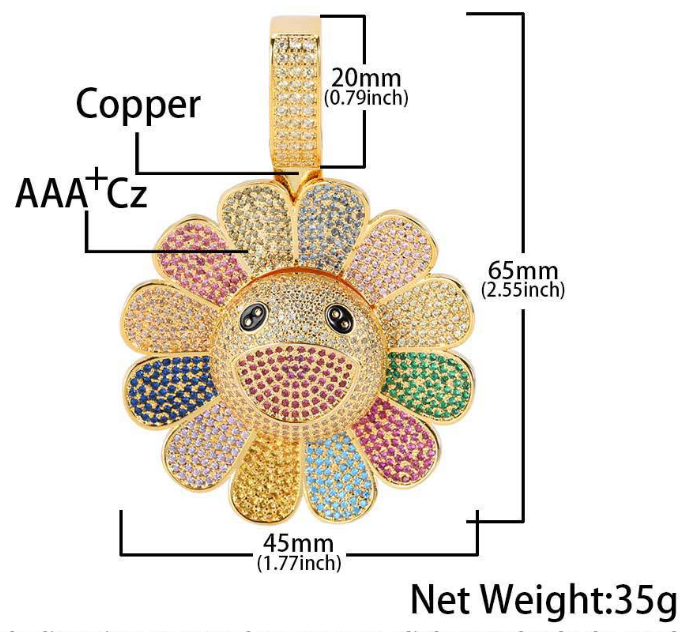 vibrant rotating takashi style flower pendant