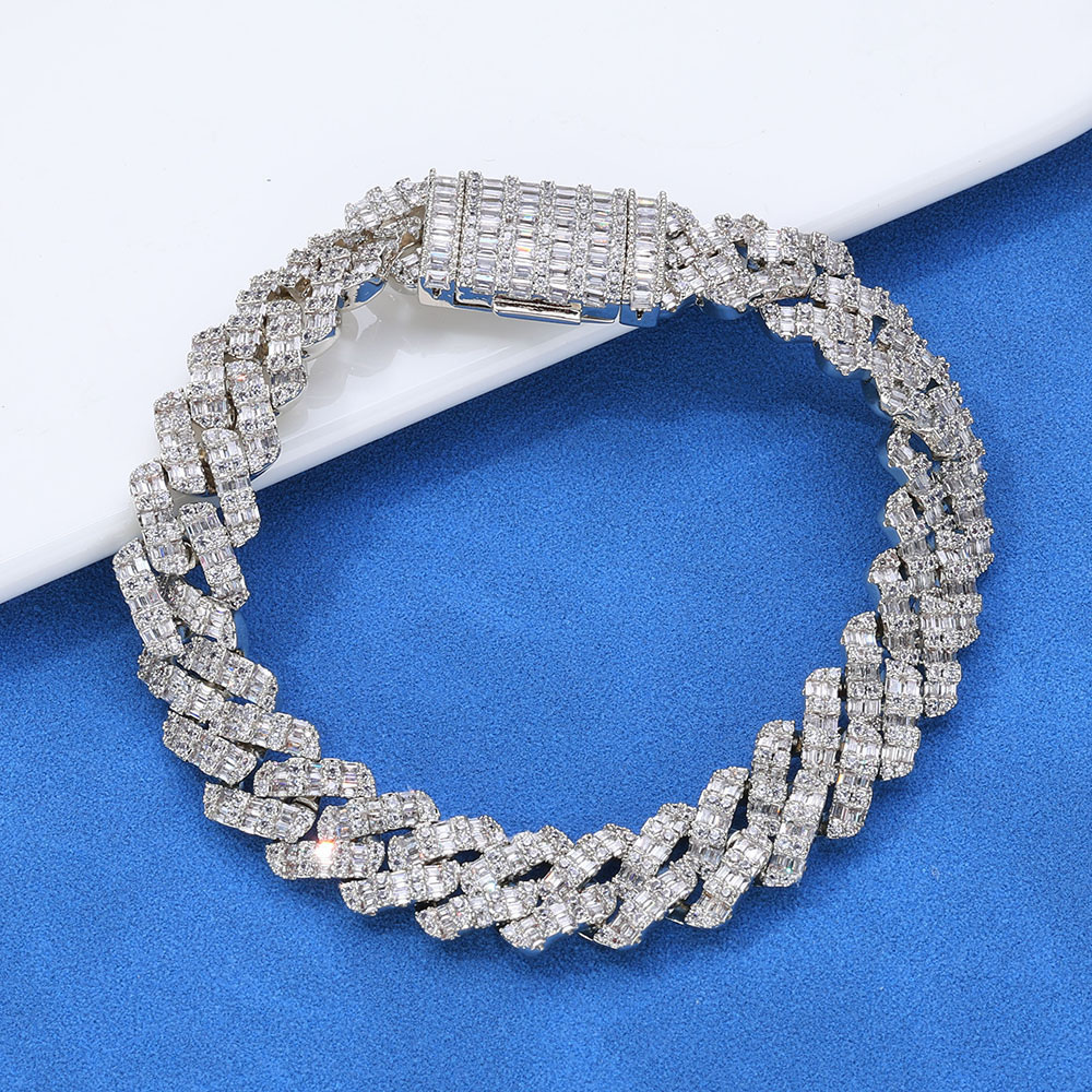 10mm baguette cut cz cuban necklace & bracelet