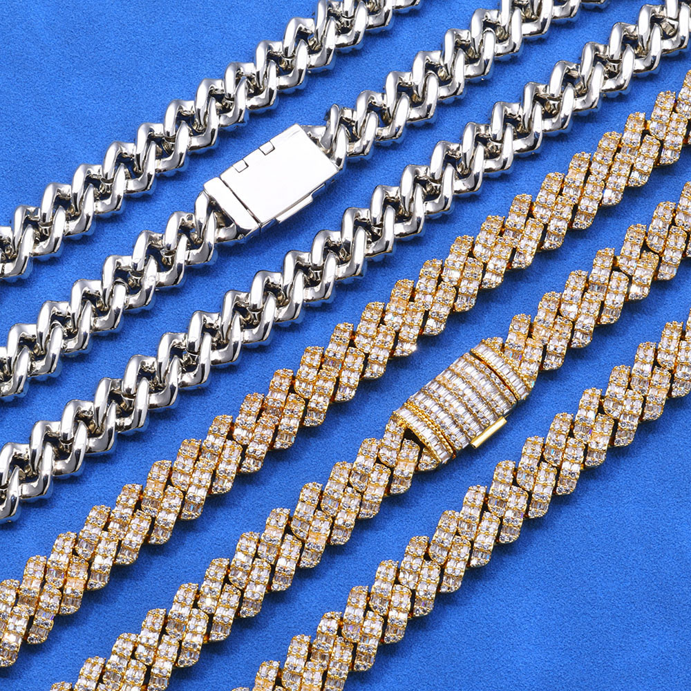 10mm baguette cut cz cuban necklace & bracelet