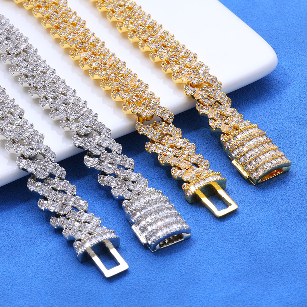 10mm baguette cut cz cuban necklace & bracelet