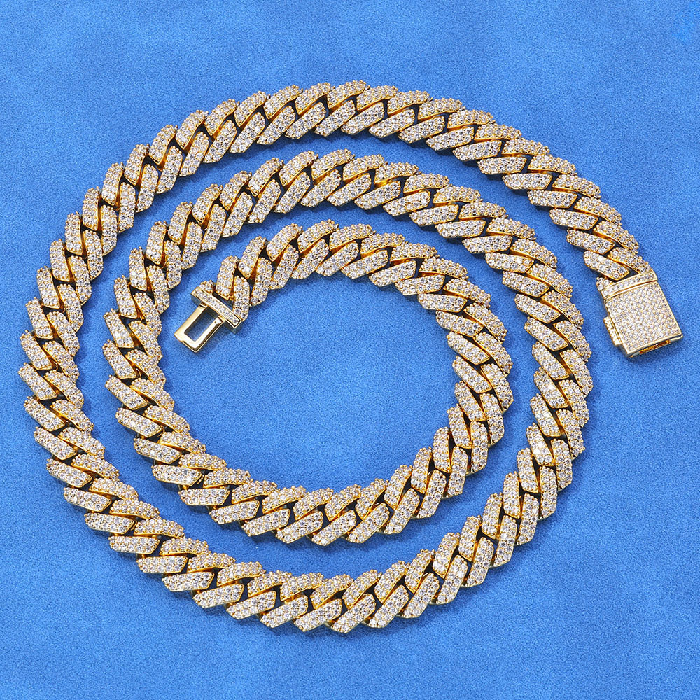 10mm iced out cz 925 silver prong cuban chain