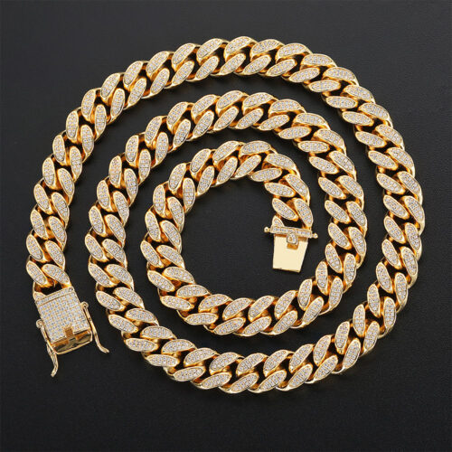12mm 2 row channel set cz cuban link chain