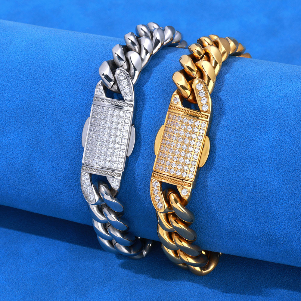 12mm stainless steel cuban chain with iced clasp