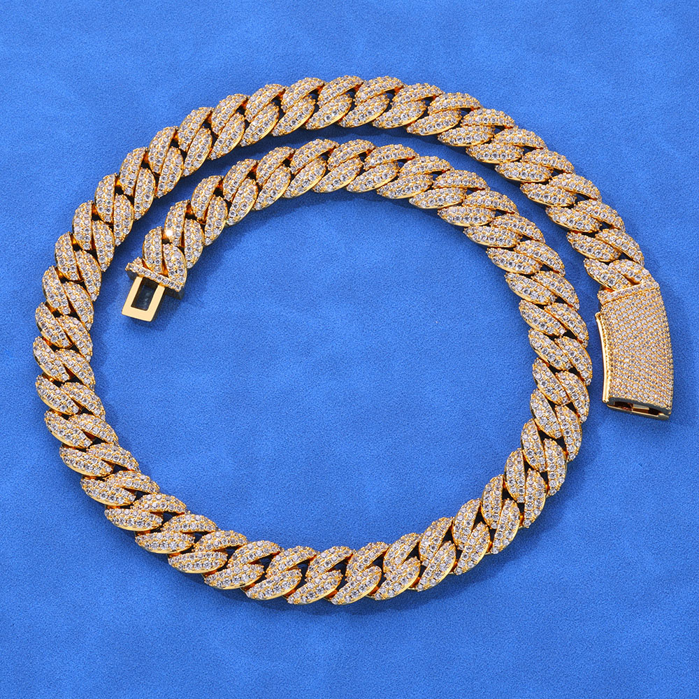 13mm 2 row micro pave cuban link necklace & bracelet