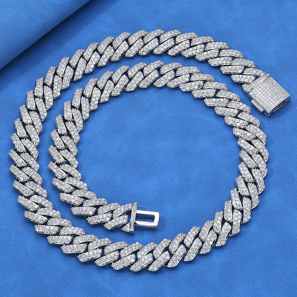 15mm cz sterling silver cuban chain & bracelet