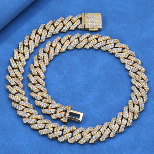 15mm cz sterling silver cuban chain & bracelet