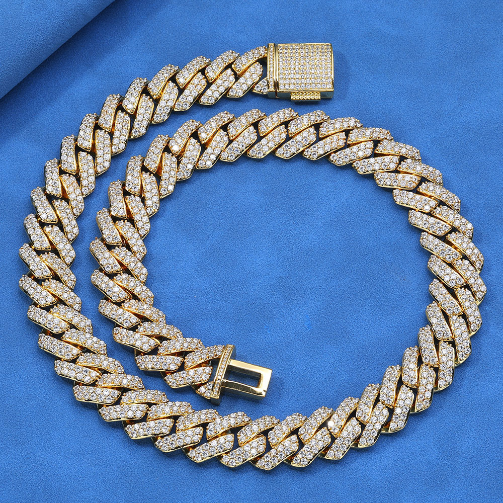 15mm cz sterling silver cuban chain & bracelet