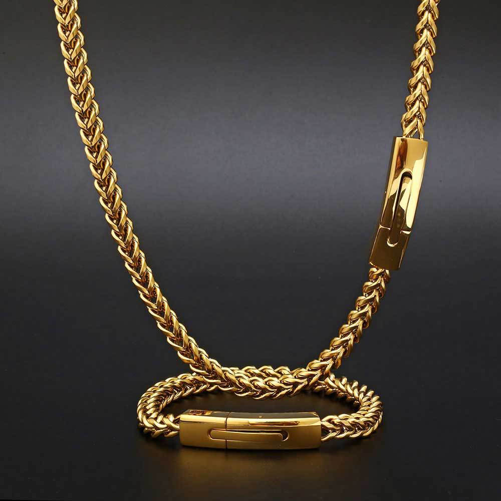 18k gold franco chain necklace & bracelet