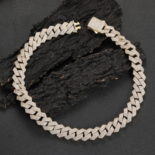 19mm 4 row micro pave cuban link chain & bracelet