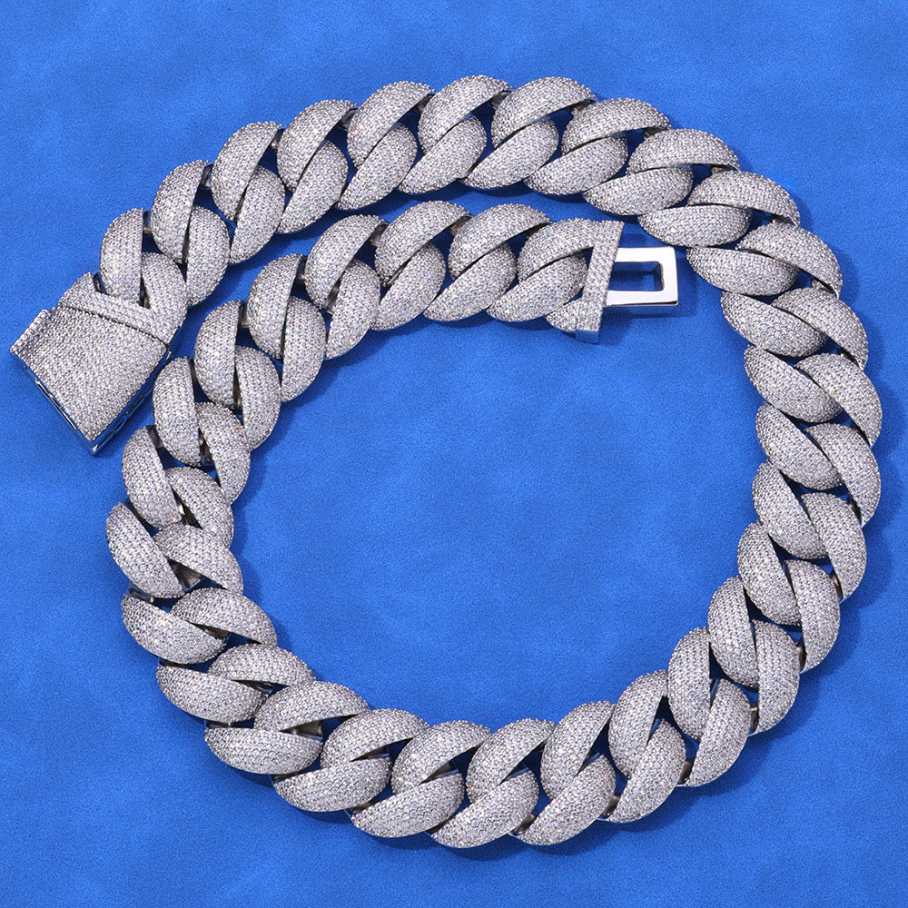 24mm micro pave cz sterling silver cuban chain