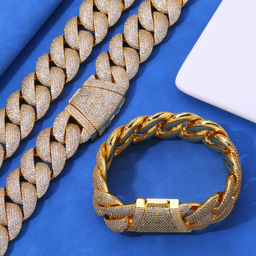 24mm micro pave cz sterling silver cuban chain