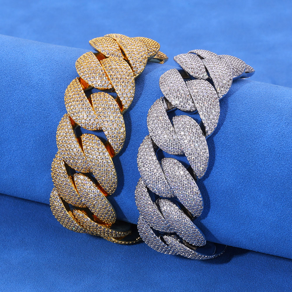 24mm micro pave cz sterling silver cuban chain