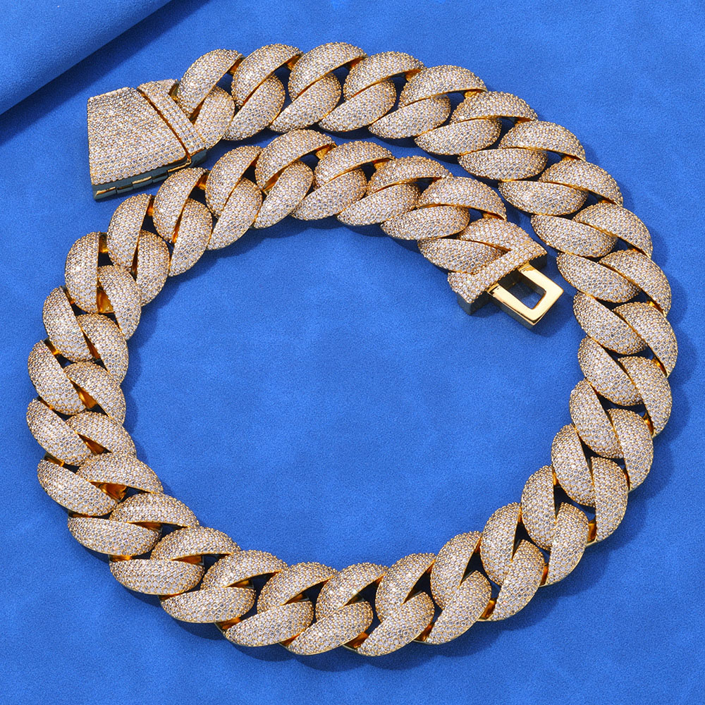 24mm micro pave cz sterling silver cuban chain