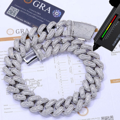 29mm moissanite sterling silver cuban link chain