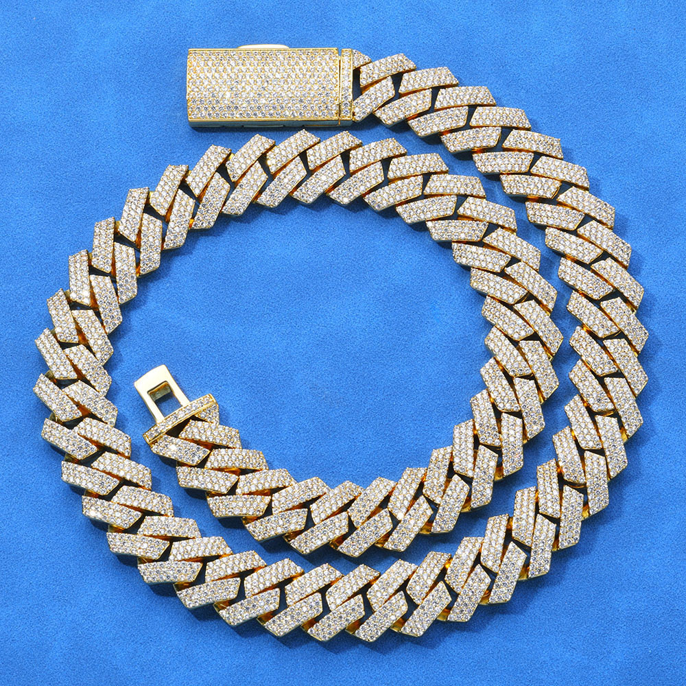 3 row iced out prong cuban link necklace & bracelet