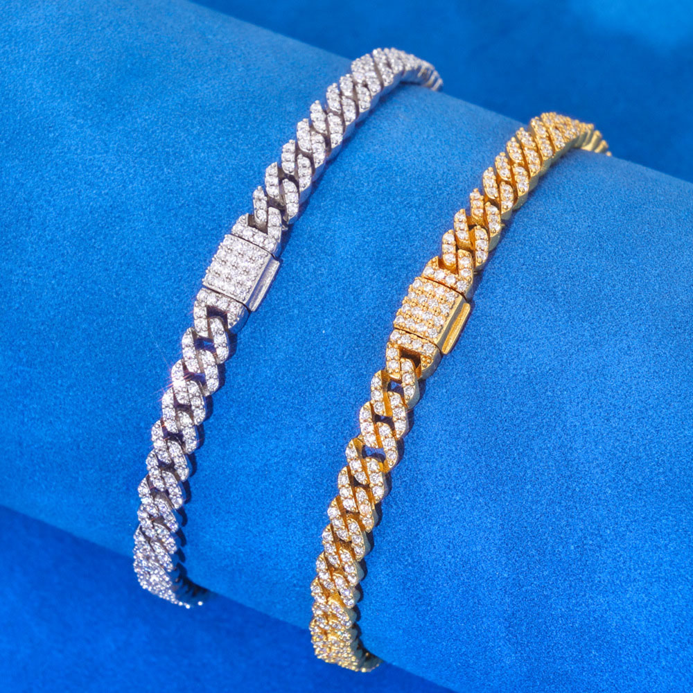 5mm cz 925 silver cuban link chain & bracelet