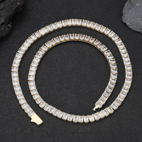 6mm baguette cut cubic zirconia tennis link chain