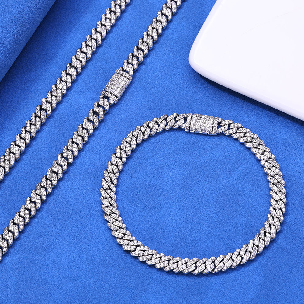 6mm iced out cz sterling silver cuban link chain