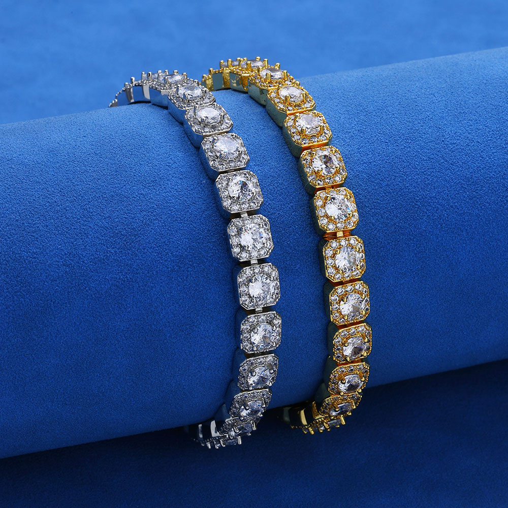 7mm cz 925 silver square cluster tennis chain