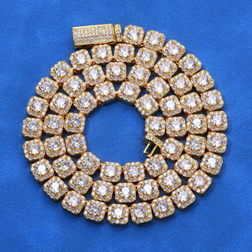 7mm cz 925 silver square cluster tennis chain