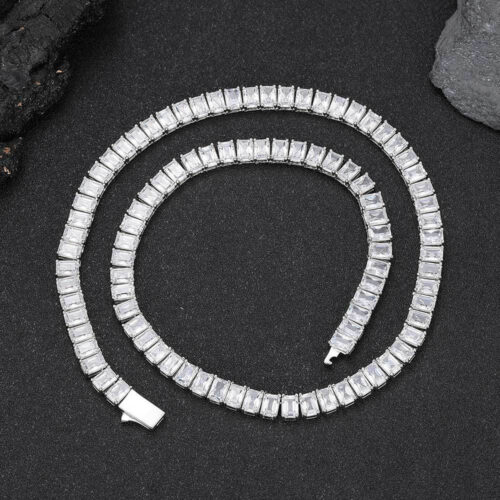 baguette moissanite tennis chain necklace & bracelet