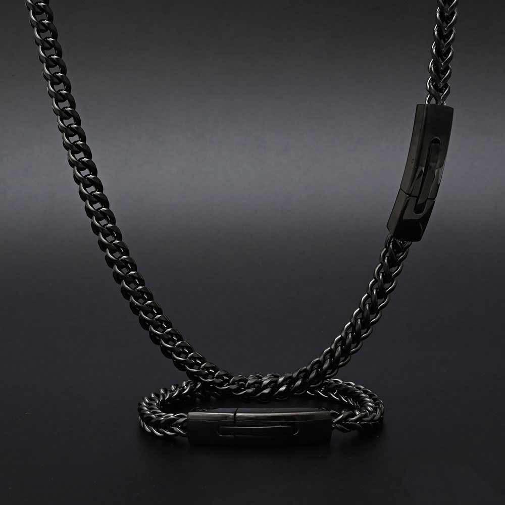 black franco chain necklace & bracelet