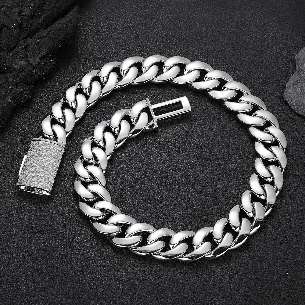 copper cuban link chain & bracelet with iced clasp