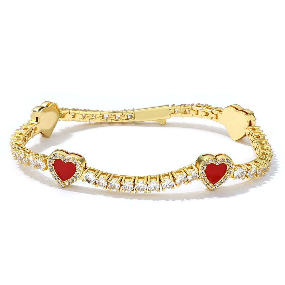 cubic zirconia halo heart tennis link chain