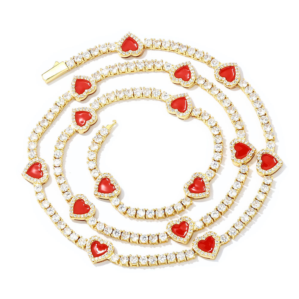 cubic zirconia halo heart tennis link chain
