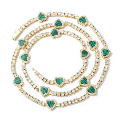 cubic zirconia halo heart tennis link chain