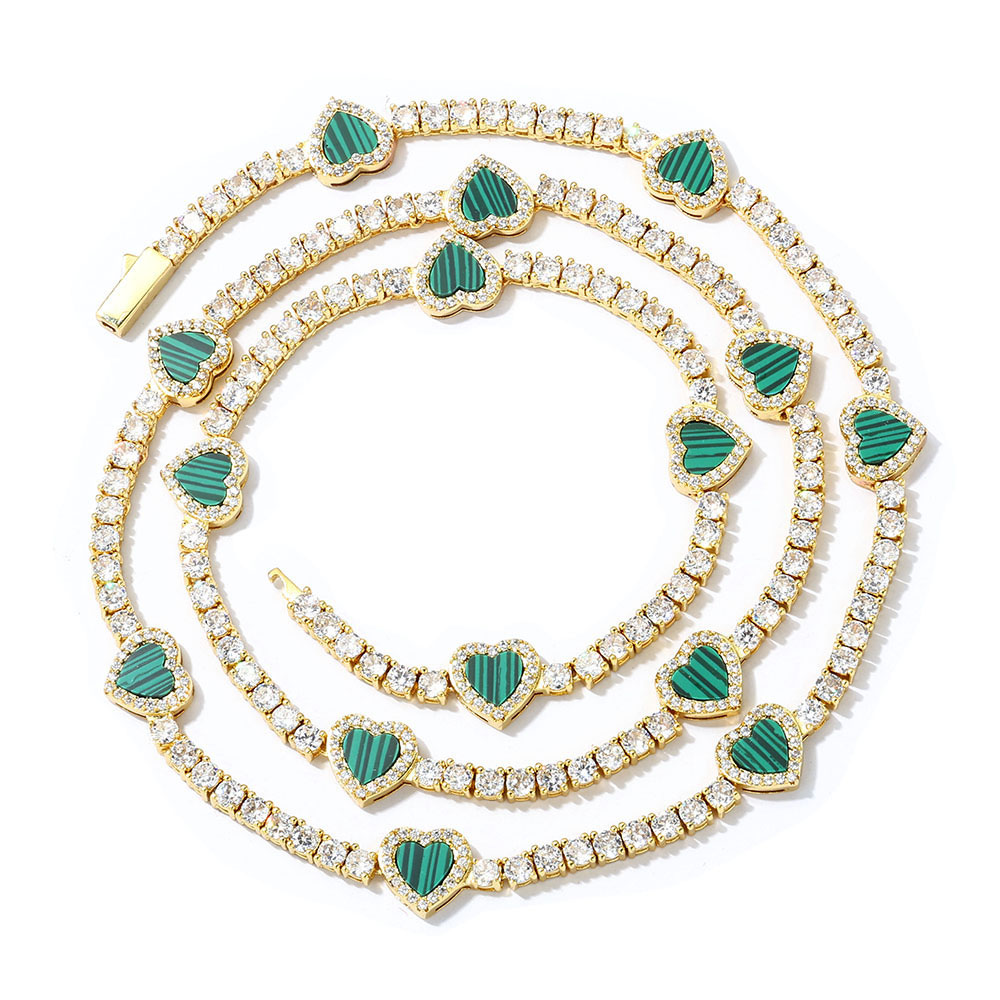 cubic zirconia halo heart tennis link chain