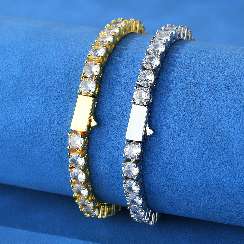 Cubic Zirconia Sterling Siler Tennis Link Chain Distuibutor micro pave gucci link mariner chain & bracelet (copy)