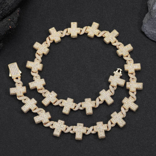 fully iced out infinity cross link chain & bracelet