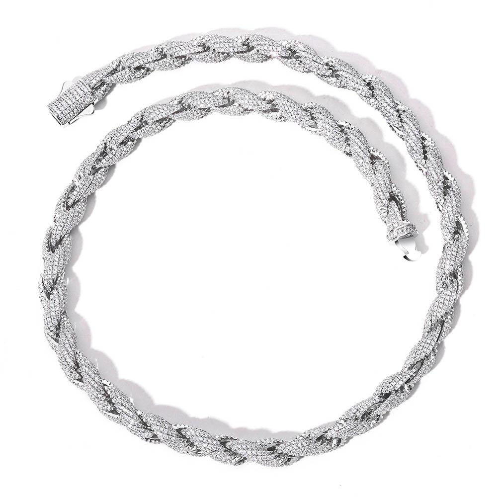 iced out cubic zirconoa rope chain necklace