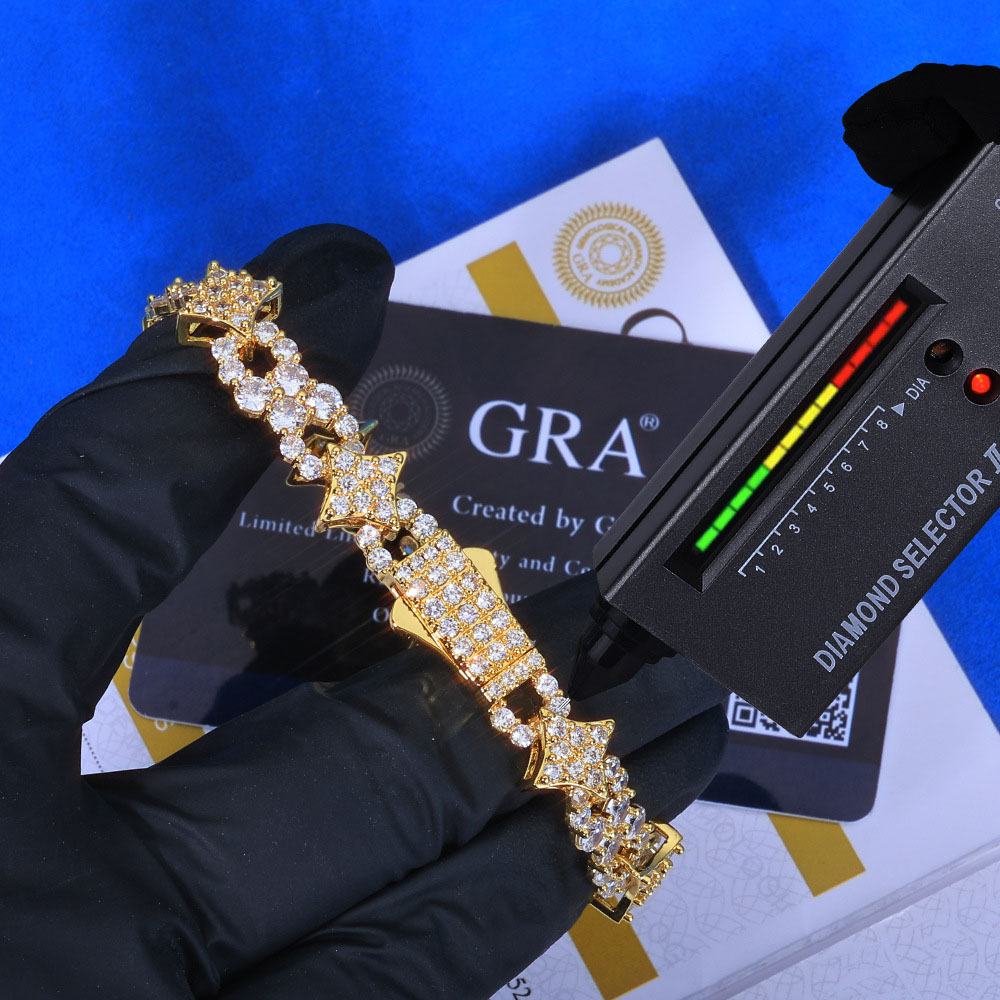 iced out moissanite infinity star link chain & bracelet