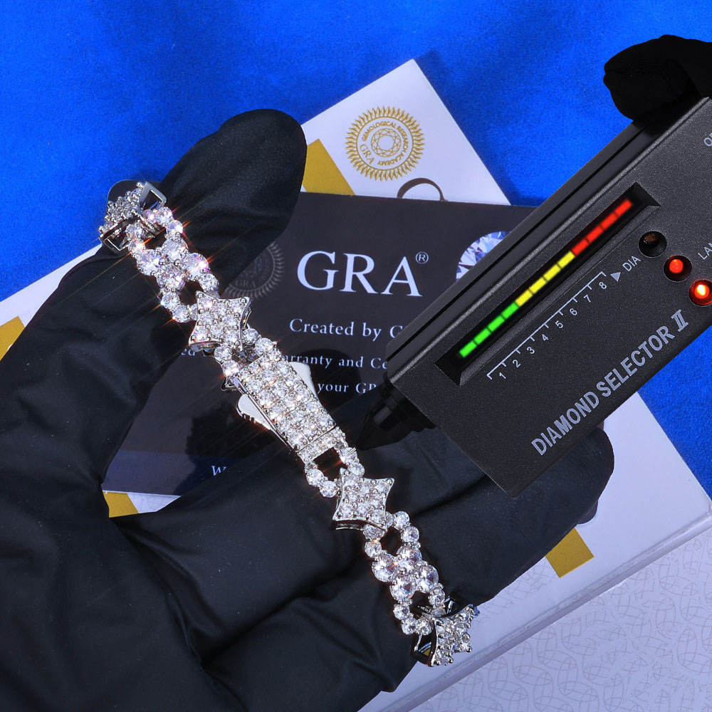 iced out moissanite infinity star link chain & bracelet