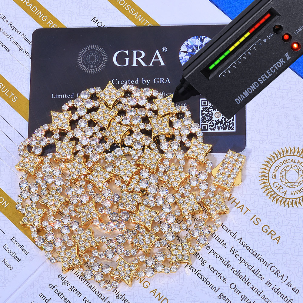 iced out moissanite infinity star link chain & bracelet